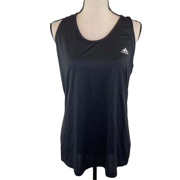 WOMENS ADIDAS CLIMALITE CHARCOAL GRAY DERBY STRIPE T-BACK TANK TOP XL - Picture 2 of 10